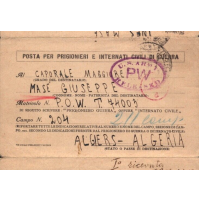 - 1945 POSTA PRIGIONIERI DI GUERRA ALGERIA per CAP. MAGG. - IN ALGERIA U.S. ARMY