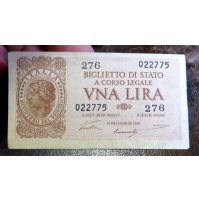 - BANCONOTA REGNO D'ITALIA UNA LIRA - 276 022775