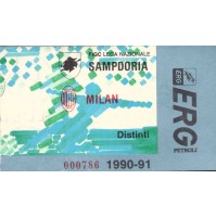 - BIGLIETTO PARTITA DI CALCIO - SAMPDORIA MILAN - 1990-91 - DISTINTI -