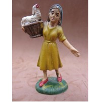 -- STATUINA DEL PRESEPE IN PLASTICA - CONTADINA CON VESTITO GIALLO -