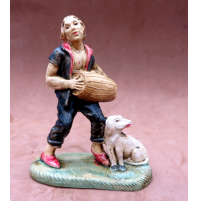 -- STATUINE DEL PRESEPE IN PLASTICA - RAGAZZO CON BOTTE E CANE -