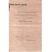 1906 - UNIONE SPORTIVA ALASSINA - ASSEMBLEA GENERALE DEI SOCI - ALASSIO