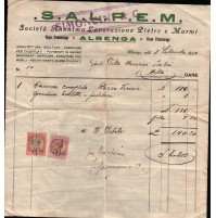 1930 - FATTURA SU CARTA INTESTATA S.A.L.P.E.M. LAVORAZIONE MARMI ALBENGA -