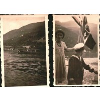 1931 - COPPIA DI FOTO FATTE SUL LAGO DAVANTI A CANNOBIO - Verbano-Cusio-Ossola