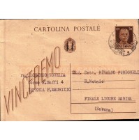 1943 IMPERIA PER FINALE LIGURE MARINA - INTERO POSTALE - VINCEREMO -   C9-378