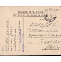 1945 POSTA PRIGIONIERI DI GUERRA ALGERIA DA CAP. MAGGIORE IN ALGERIA X PIACENZA