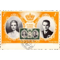 1956 CARTOLINA RICORDO - Matrimonio di Ranieri III di Monaco con Grace Kelly -