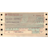 1987 BIGLIETTO DEL TRENO F.S. - BOLOGNA / CASTELMAGGIORE CLASSE 2 ORDINARIO - 
