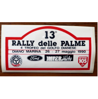 ADESIVO VINTAGE 13° RALLY DELLE PALME 4° TROFEO GOLFO DIANESE DIANO MARINA 1990