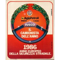 ADESIVO VINTAGE - AGIP PETROLI IVECO IL CAMIONISTA DELL'ANNO - 1986 - 