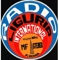 ADESIVO VINTAGE - RADIO LIGURIA INTERNATIONAL MF STEREO ALBENGA - 103,500 Mhz