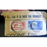 AIR MAIL INDIA POSTAGE 12 ANNAS + 1935 3 ½  ANNAS GIUBILEO - BOMBAY