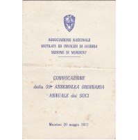 ASSOCIAZIONE NAZIONALE INVALIDI DI GUERRA MONDOVI' 1977 CONVOCAZIONE  13-220