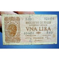 BANCONOTA DA 1 LIRA - 23.11.1944 Di Cristina - Cavallaro - Parisi