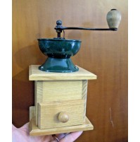 BEL MACICINO DA CAFFE IN LEGNO E METALLO SMALTATO VERDE - VINTAGE - 