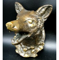 BELLISSIMA SCULTURA IN BRONZO RAFFIGURANTE LUPO WOLF - 