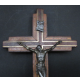 BELLO ED ANTICO CROCIFISSO IN METALLO E LEGNO - GESU' CRISTO - INRI