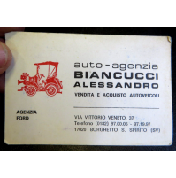 BIGLIETTO DA VISITA ANNI 70 - AUTO AGENZIA BIANCUCCI ALESSANDRO BORGHETTO S.S.