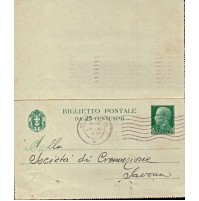 BIGLIETTO POSTALE DA 25 CENTESIMI 1934 - SOCIETA' DI CREMAZIONE DI SAVONA 