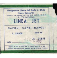 BIGLIETTO TICKET - NAVIGAZIONE LIBERA DEL GOLFO LINEA JET NAPOLI CAPRI 1995 - 
