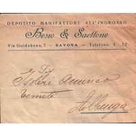 BUSTA DEPOSITO MANIFATTURE ALL'INGROSSO - BESIO & SAETTONE SAVONA - 1930ca