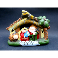 CAPANNA NATIVITA' PRESEPE IN CERAMICA - MARIA GIUSEPPE E GESU' BAMBINO