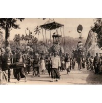 CARTOLINA ANNI 30 - THE KANDY PERAHERA , CEYLON. ELEFANTI