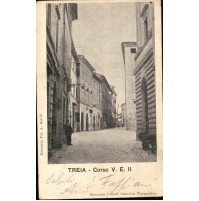 CARTOLINA DI TREIA CORSO VITTORIO EMANUELE II - MACERATA  VG 1905