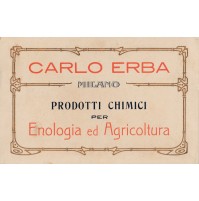 CARTOLINA PUBBLICITARIA CARLO ERBA MILANO PRODOTTI CHIMICI PER ENOLOGIA  9-124