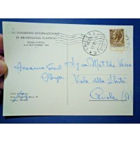 CARTOLINA VII CONGRESSO INTERNAZIONALE DI ARCHEOLOGIA CLASSICA ROMA NAPOLI 1958