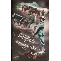 CARTOLINA WWII ARTIGLIERIA SOMEGGIATA ALPINI SECONDA GUERRA MONDIALE  