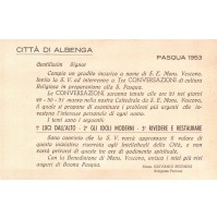 CITTA' DI ALBENGA PASQUA 1953  INVITO DEL MONSIGNOR VESCOVO A DIBATTITO C5-399