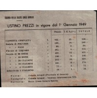 COLONIA DELLA SALUTE CARLO ARNALDI USCIO GENOVA - LISTINO PREZZI 1949