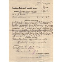COMMISSIONE MEDICA PENSIONI DI GUERRA - MILITARE CAPITANO 1949 - 