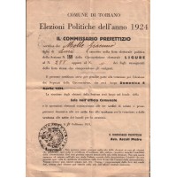 COMUNE DI TOIRANO - ELEZIONI POLITICHE DEL 1924 - ISCRIZIONE NELLE LISTE 16-112