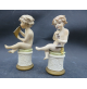 COPPIA STATUINE IN CERAMICA DI CAPODIMONTE PUTTINI - MUSICISTI ALTEZZA : 12,5 Cm