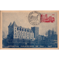 Carte de l'EXPOSITION PHILATELIQUE de PAU le 4 octobre 1947 - CARTOLINA -