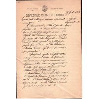DOCUMENTO DEL 1916 - OSPEDALE CIVILE DI LOANO - SAVONA