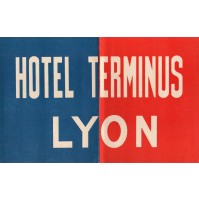 ETICHETTA VALIGIA HOTEL TERMINUS LYON ORIGINALE 100% 19-58