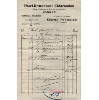 FATTURA HOTEL-RESTAURANT CHATEAUDUN CANNES - 1932 - 