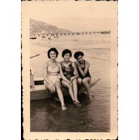 FOTO ANNI 60 - TRIO DI AMICHE AL MARE - IN ACQUA - AD ALASSIO -