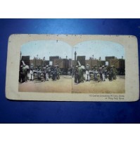 FOTOGRAFIA CARTONATA STEREOSCOPICA - MILITARY AT PIENG YANG KOREA -