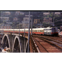 FS CARTOLINA FERROVIA LOCOMOTIVE ELETTRICHE E.444.028 TRENO RAPIDO TIRRENO RECCO