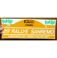 GROSSA TARGA IN PLASTICA - 29° RALLYE SANREMO - 1987 - STAMPA -