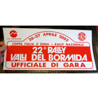 GROSSO ADESIVO - 22° RALLY VALLI DEL BORMIDA UFFICIALE DI GARA  2002 - MILLESIMO