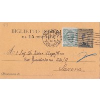 INTERO POSTALE 15 +5 CENT 1918 PER SAVONA  C3-73