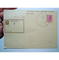 INTERO POSTALE - CENTENARIO DELLA CARTOLINA POSTALE - SAVONA 1974 -