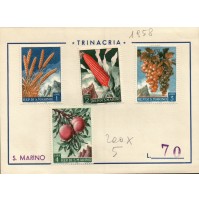  ITALIA REP. DI SAN MARINO - TRINACRIA 1958 - TEMA PRODOTTI DELLA NATURA