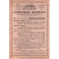 LISTINO PREZZI MAGGIO 1930 - F.I.E.L. MOLLE PER LETTI E MATERASSI MILANO 