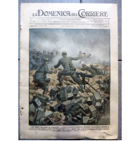 La Domenica del Corriere 1918 WW1 - BOIS DE COURTON MITRAGLIERE DI COSENZA